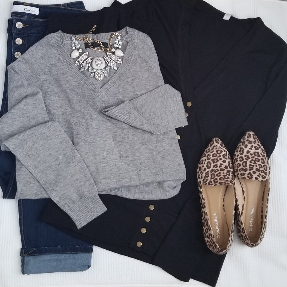 Grey V-Neck Sweater